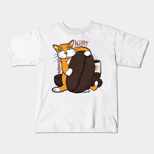 Kitty and coffee beans, a cafe cat for coffee lovers Kids T-Shirt